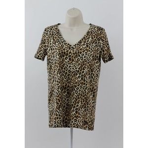 Victoria Secret PINK Leopard Perfect V-neck Tee Shirt|Size XS |NWT